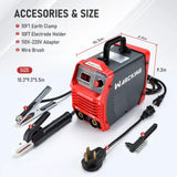 WARCKING 110/220V MMA 160A ARC Welder,IGBT Hot Start Welder Machine withInput Power Adapter, Digital Display LCD,Electrode Holder,Work Clamp,Cable and Brush